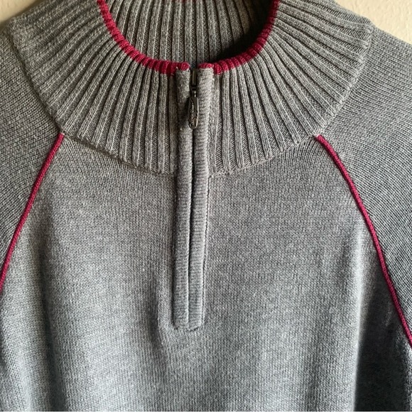 Eddie Bauer Gray Quarter Zip pullover Knit Sweater Size PXL - Picture 3 of 6